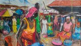 RDC: avec ses peintures colorées, Masaki Ndonga met en scène la vie quotidienne à Kinshasa